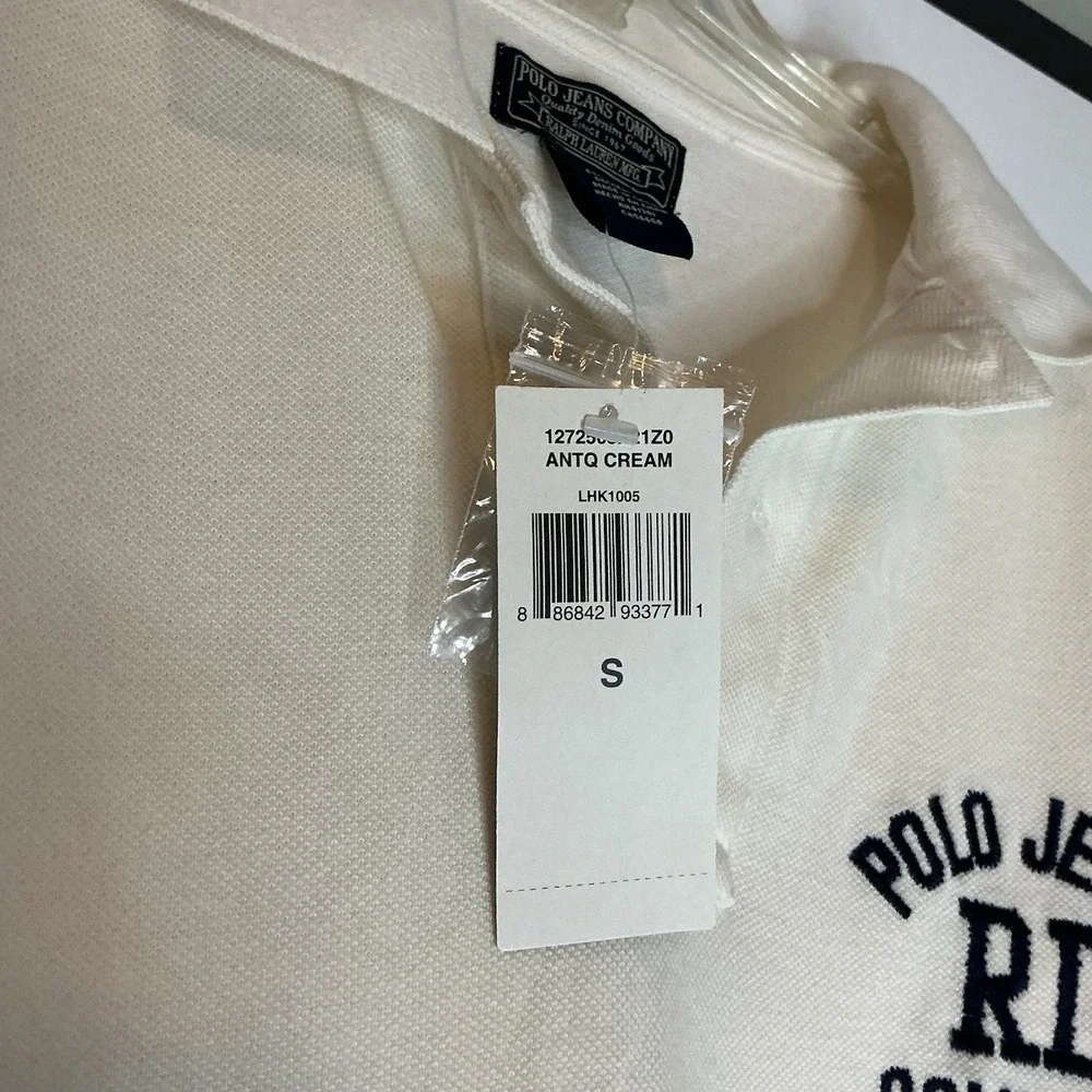 Vintage‎ Polo Ralph Lauren Embroidered Polo Shirt White Navy Men's Sz Small NWT